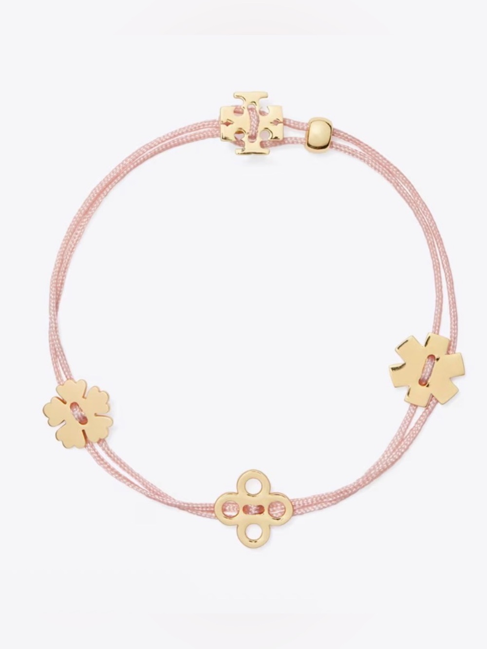 NWT-Tory Burch Gold Logo Pink Cord Bracelet